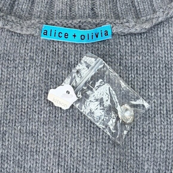 NEW ALICE OLIVIA Sweater Dress Girl’s Sz.5-6 Gray Angora Knit Front Buttons - Picture 4 of 11